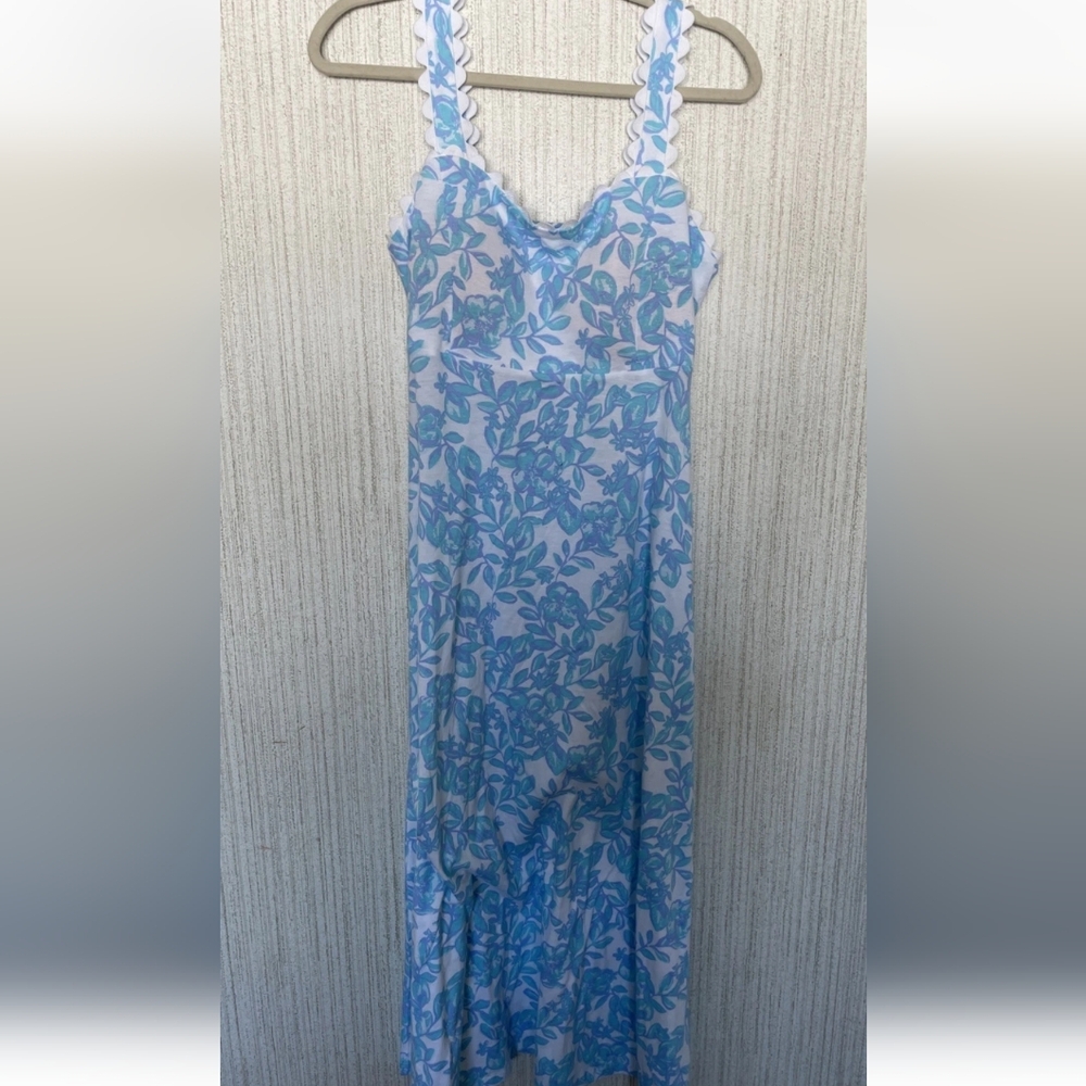 NWT Lilly Pulitzer Medium Dwyer Midi Dress Jacaranda Blue Simply The Zest Floral